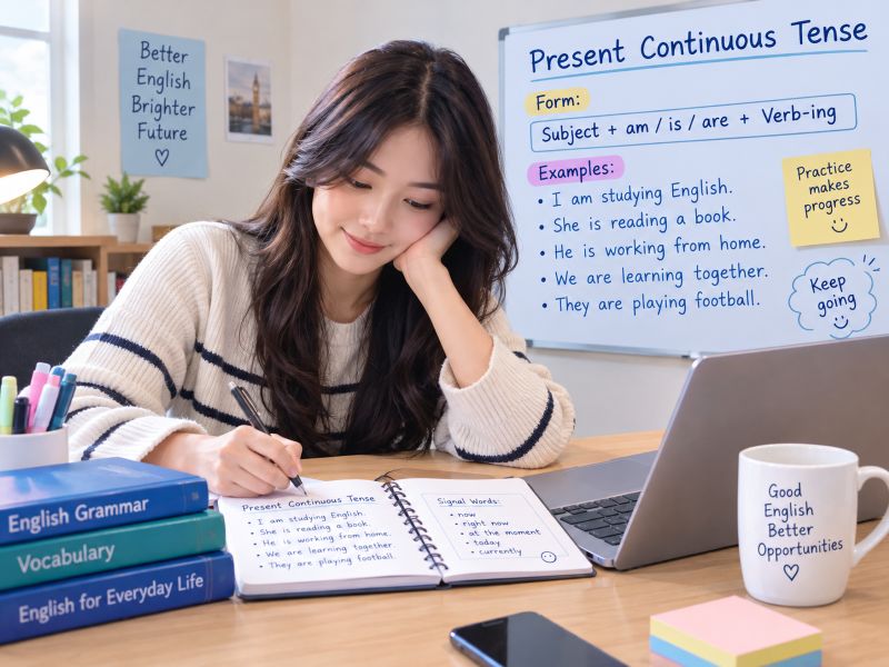 penggunaan present continuous tense